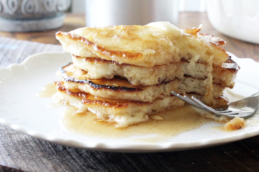 Best Ever Pancakes with Honey Cinnamon Syrup