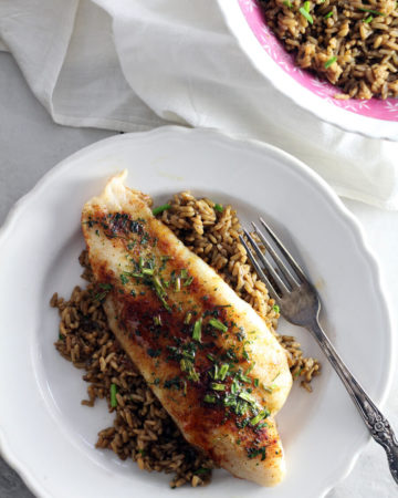 Oven Baked Catfish with Thai Green Curry Rice from Village Harvest