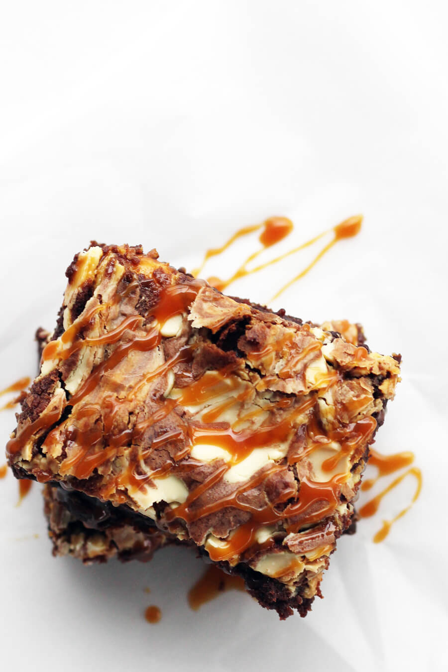 Vanilla Swirl Dark Chocolate Brownies + Salted Caramel Drizzle | Buy This Cook That