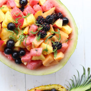 Melon Fruit Salad with Honey Yogurt Dressing