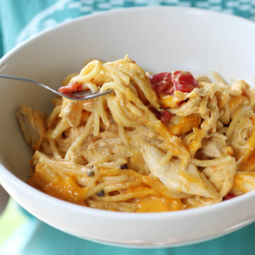 a bowl of comforting chicken spaghetti